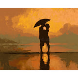 Painting by Numbers Couple by The Sea Under Umbrella of People