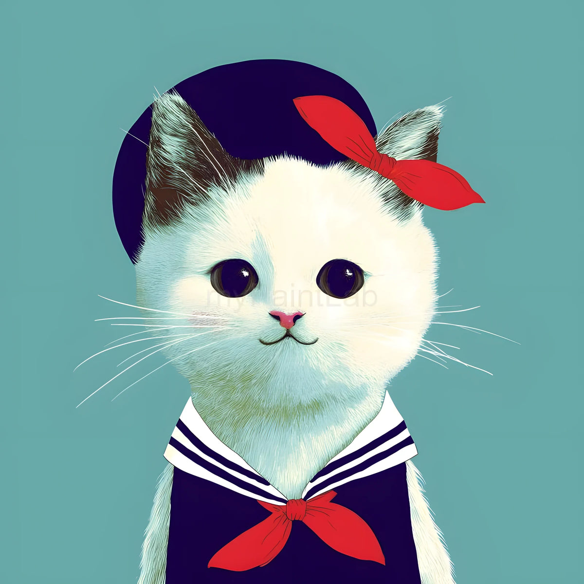 Painting by Numbers for Adults Animals Cat in A Sailor Look