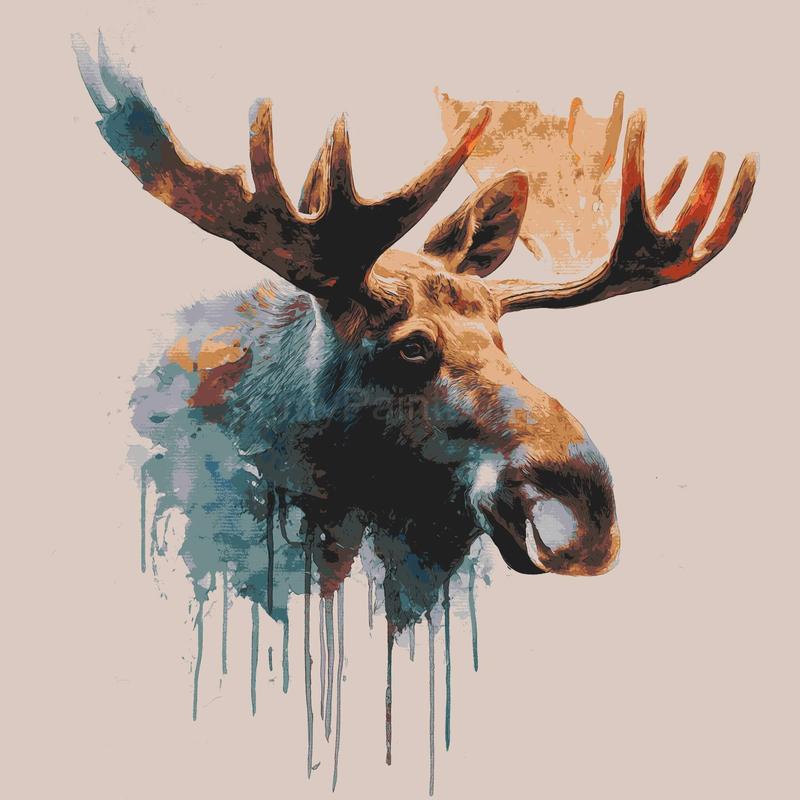 Paint by Numbers for Adults Animals Moose
