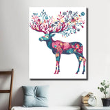 Paint by Numbers for Adults Animals Moose Flowers