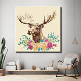 Paint by Numbers for Adults Animals Moose Pink Flowers