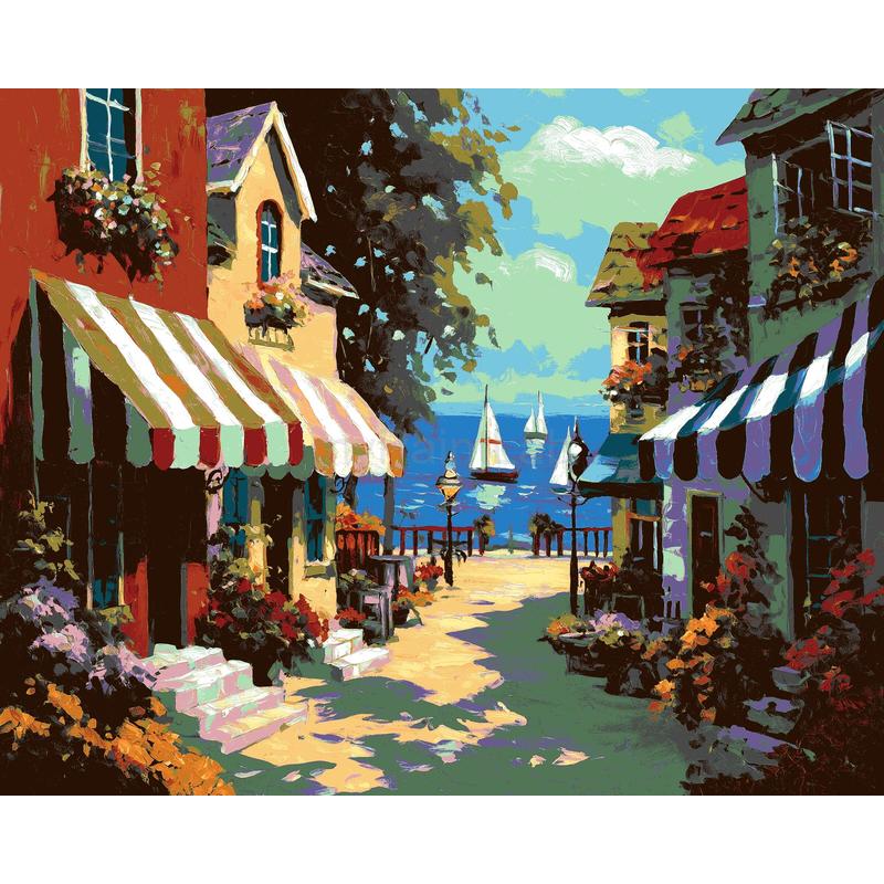 Painting by Numbers for Adults Seaside Café