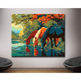 Painting by Numbers Pictures Horses by The Stream