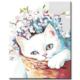 Paint by numbers for adults: Cat in a basket