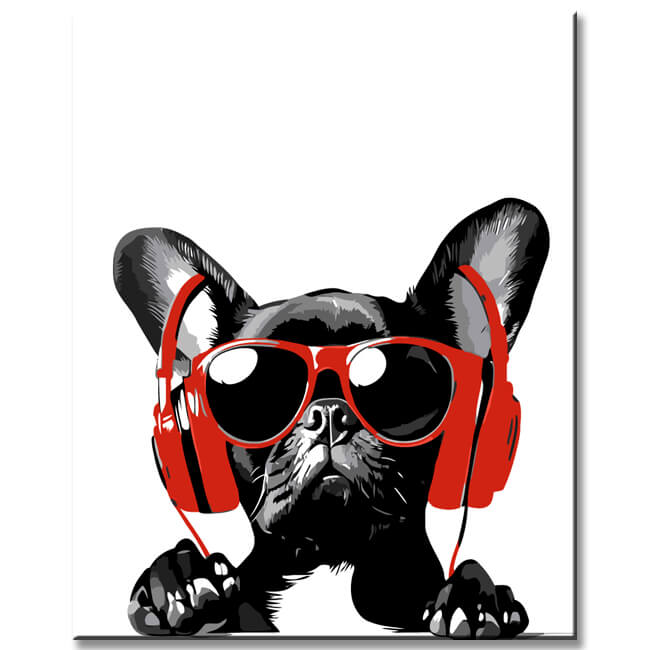 Painting by Numbers Pictures Dj Dog Dog with Headphones