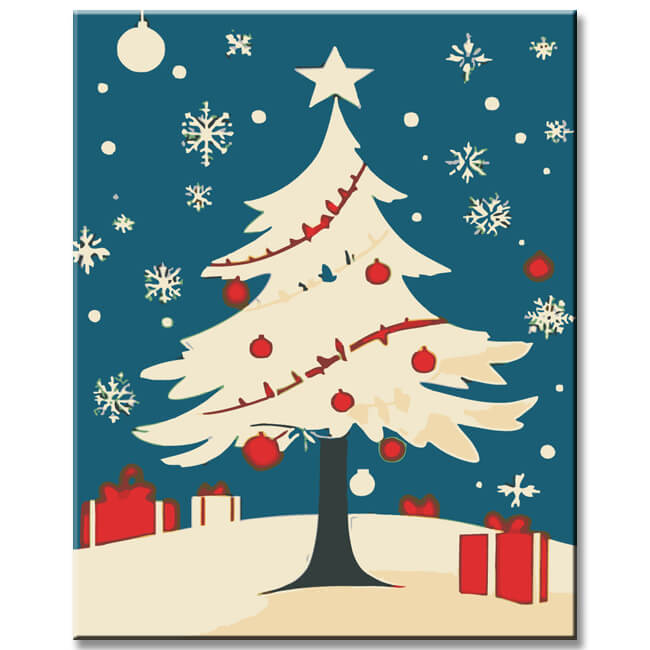 Painting by Numbers for Adults Christmas Village with Horse-Drawn Carriage