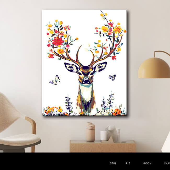Painting by Numbers Deer Flower Antlers