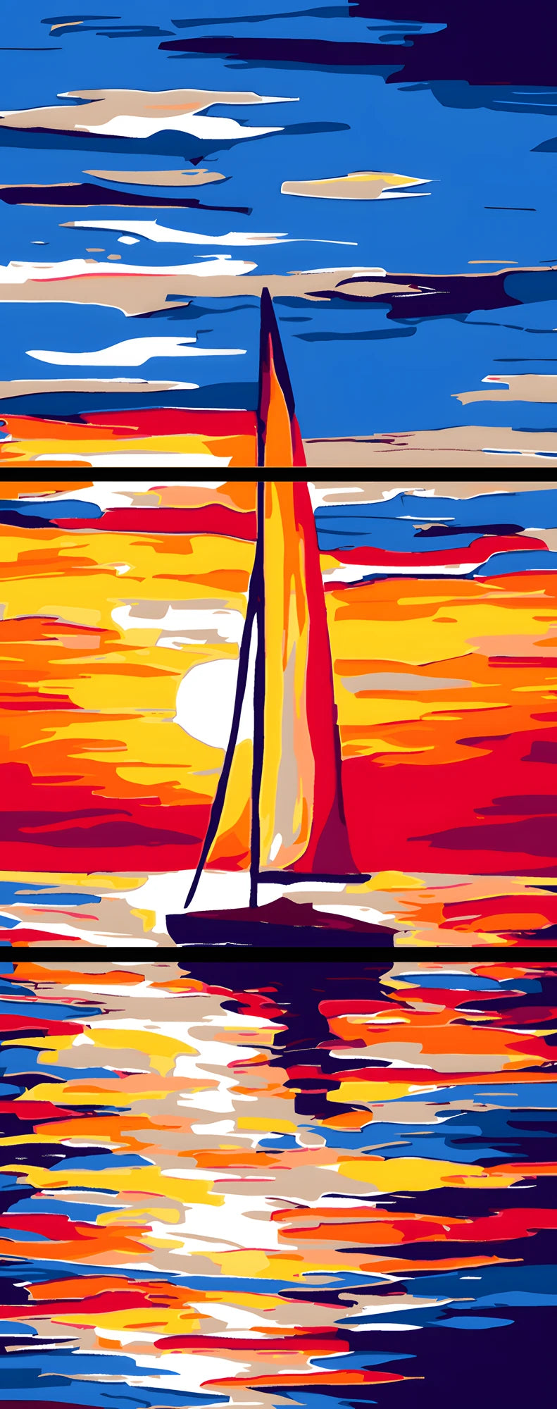 Painting by Numbers Sunrise Sea- 3-Panel (Triptych)