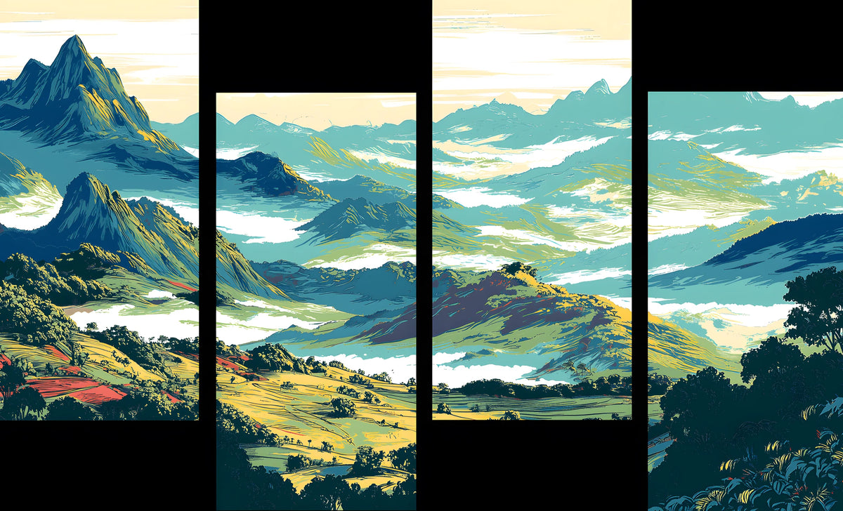 Painting by Numbers Mountain Landscape 4-Panel (Quattro)