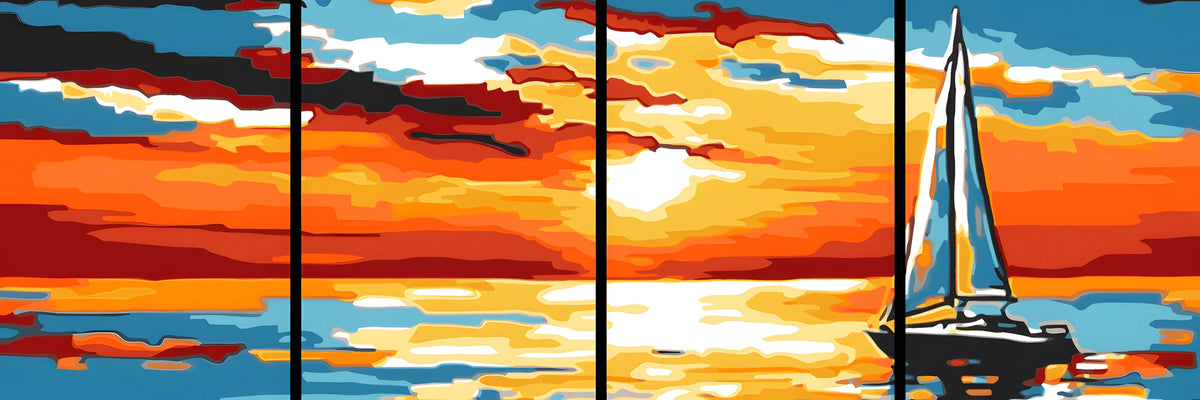 Painting by Numbers Sunrise Sea 4 Panel Design (Quattro)
