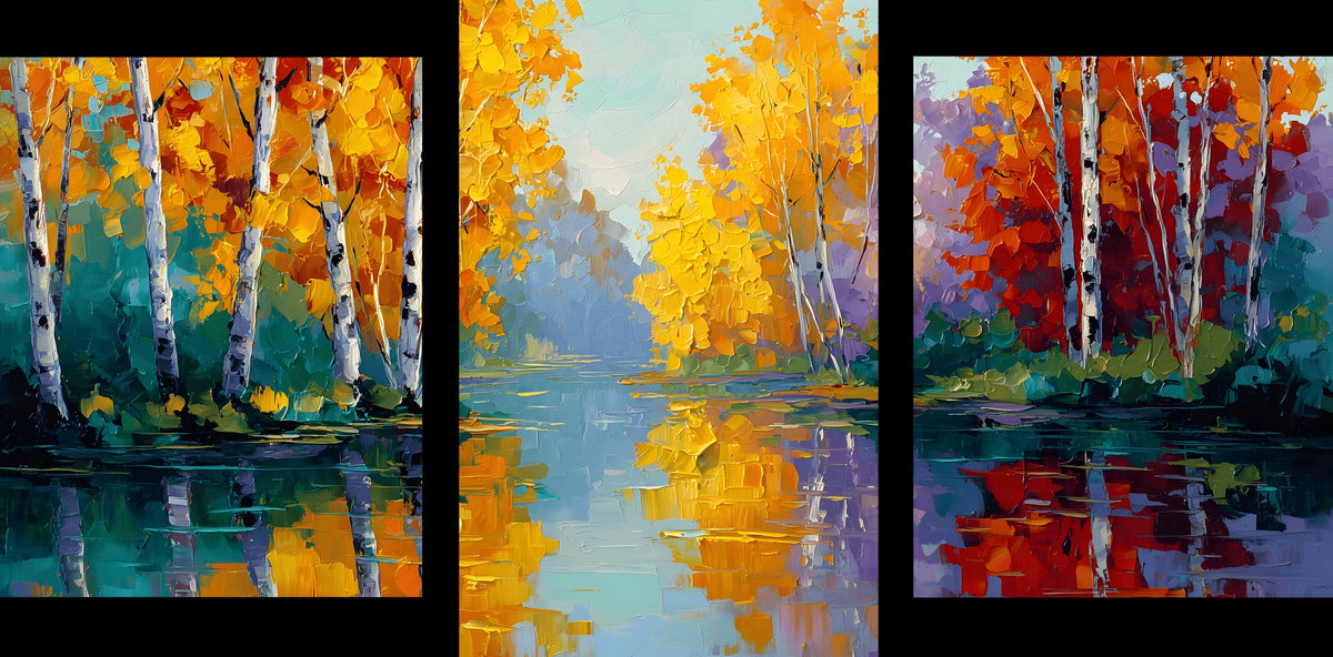 Painting by Numbers Plant World Lake- 3-Panel (Triptych)