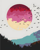 Painting by Numbers Flock of Birds in Front of The Red Sun