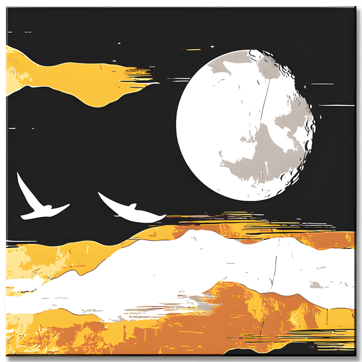 Paint by Numbers White Moon with Birds