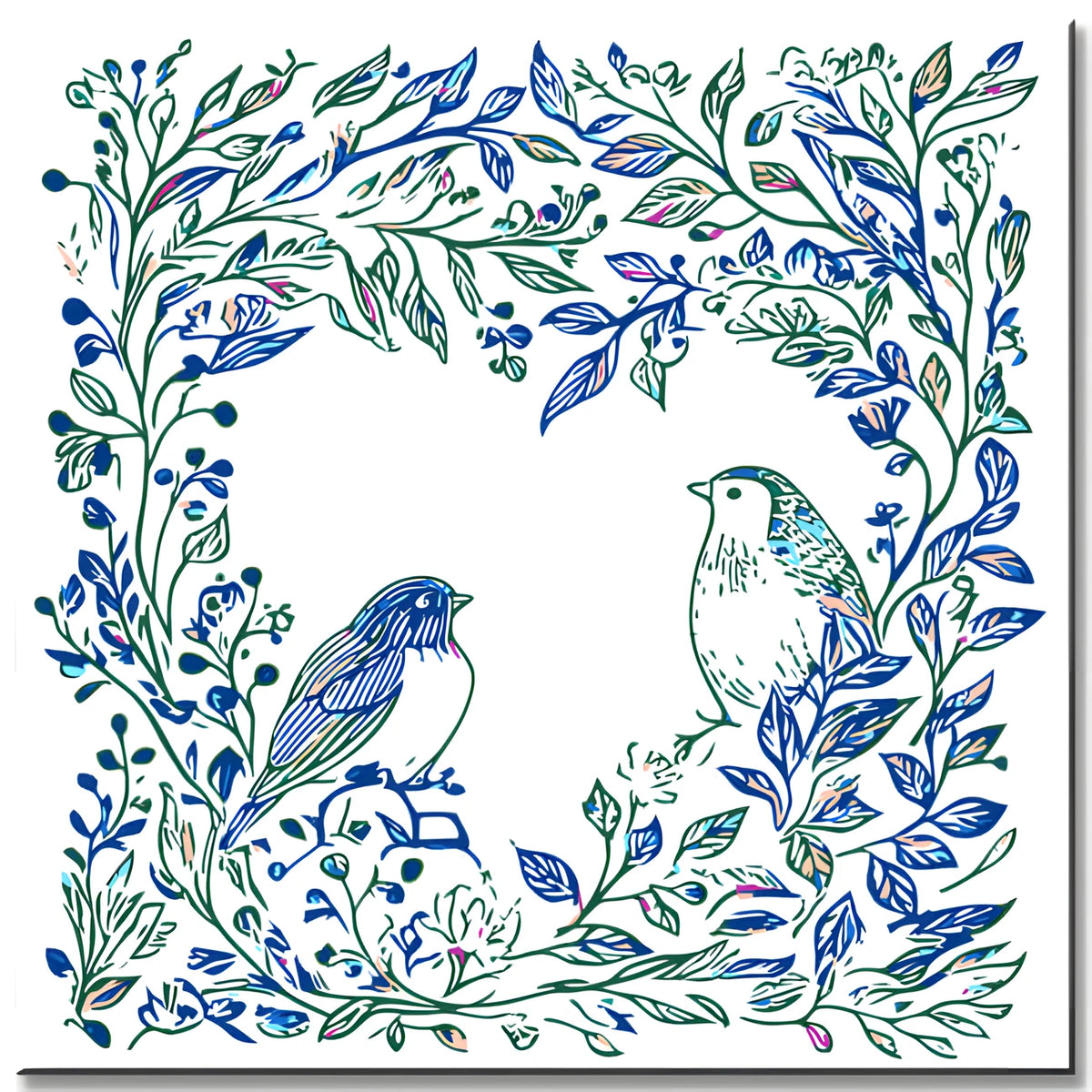 Painting by Numbers Plants Birds Blue
