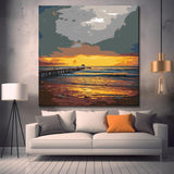 Painting by Numbers Sunset Beach Black White