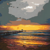 Painting by Numbers Sunset Beach Black White