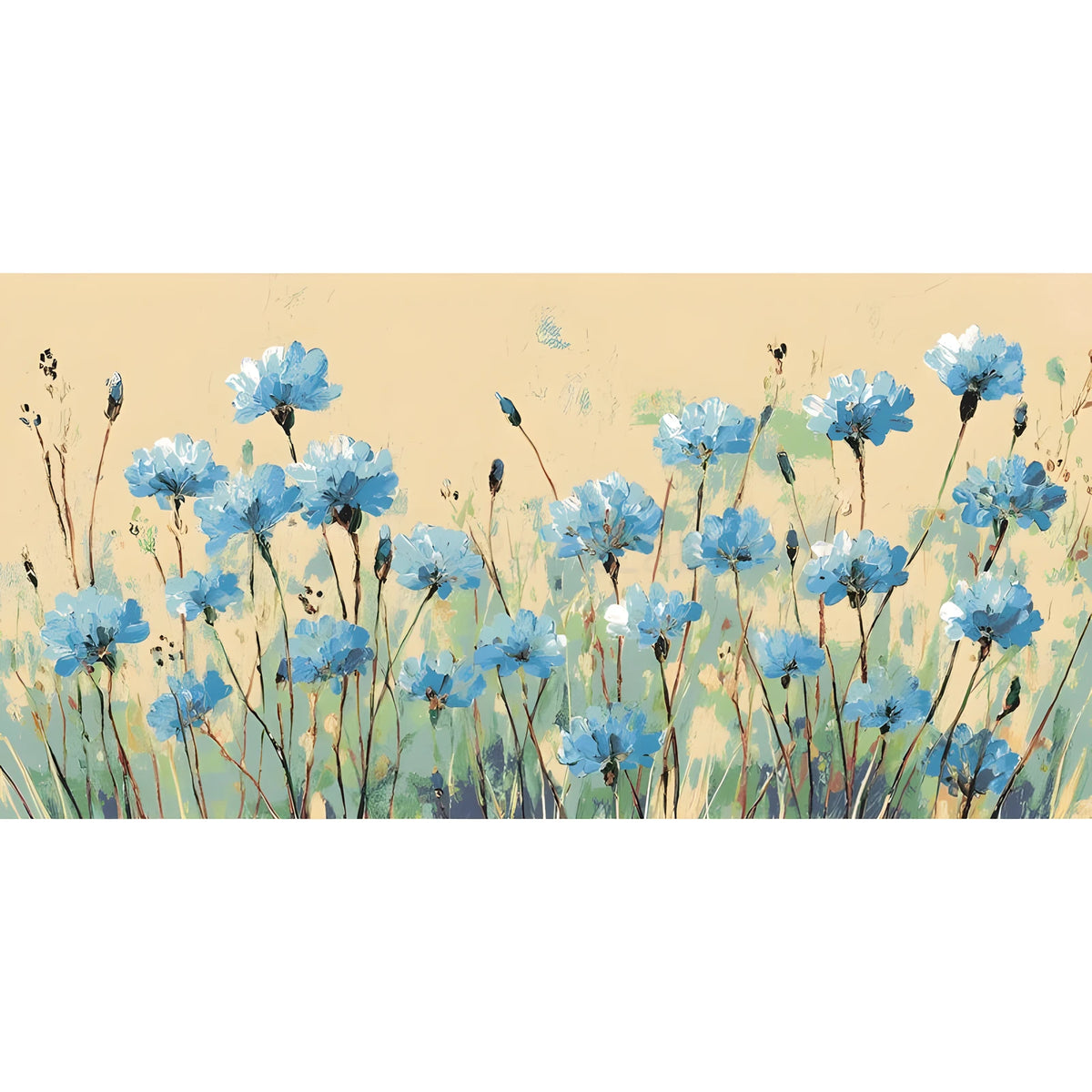 Paint by Numbers Blue Field Flowers