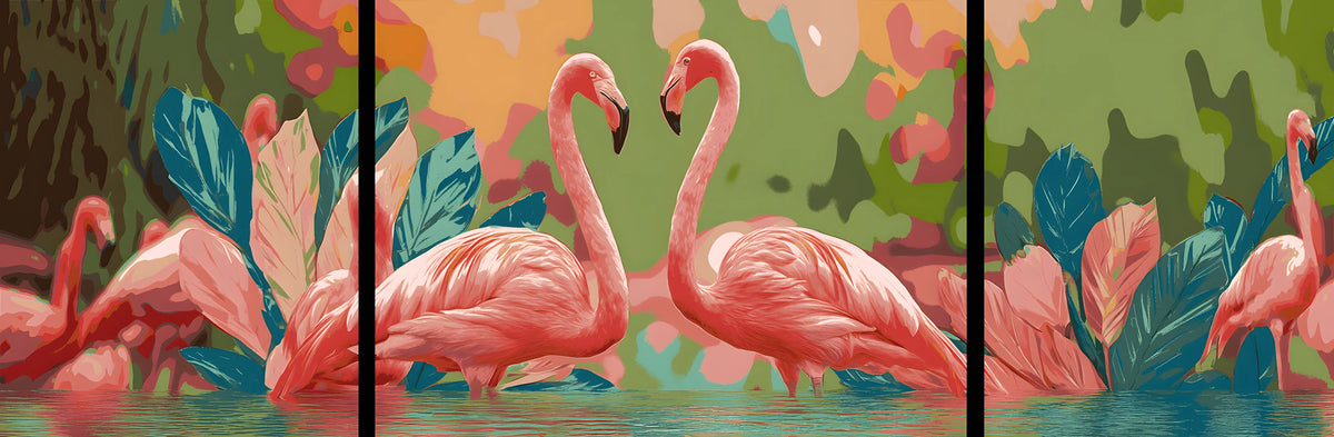 Painting by Numbers Flamingo Family- 3-Panel (Triptych)