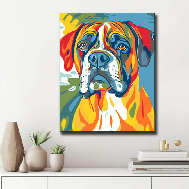 Painting by Numbers Dog Great Dane Rainbow Colorful