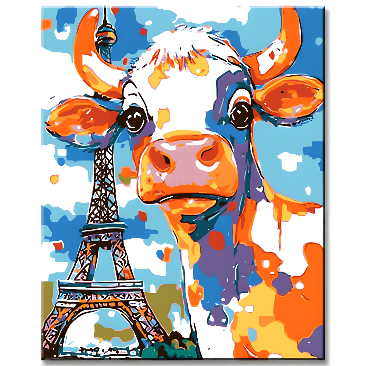 Painting by Numbers Cow in Paris Rainbow Colorful