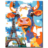 Painting by Numbers Cow in Paris Rainbow Colorful