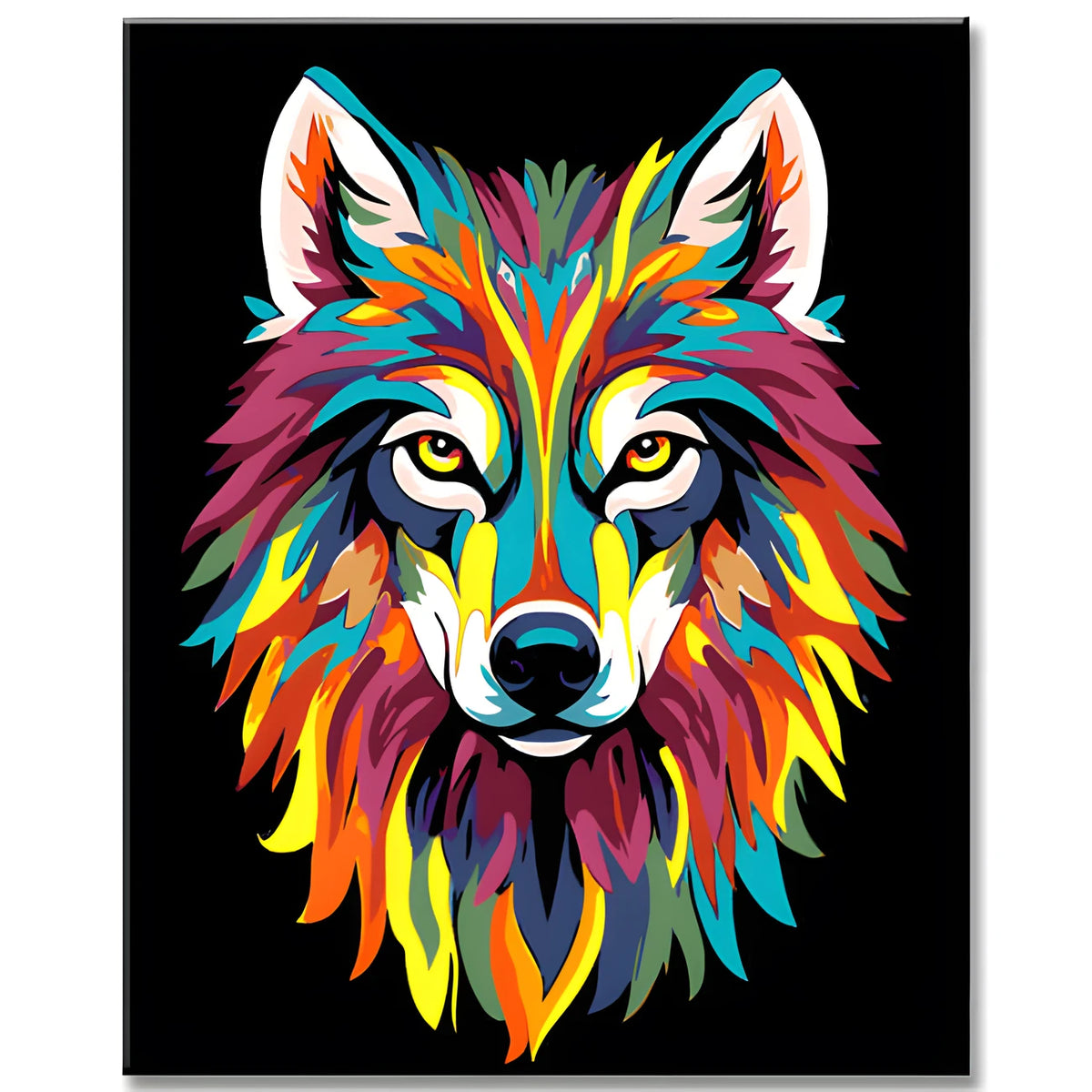 Painting by Numbers Wolf Rainbow Colorful