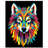 Painting by Numbers Wolf Rainbow Colorful