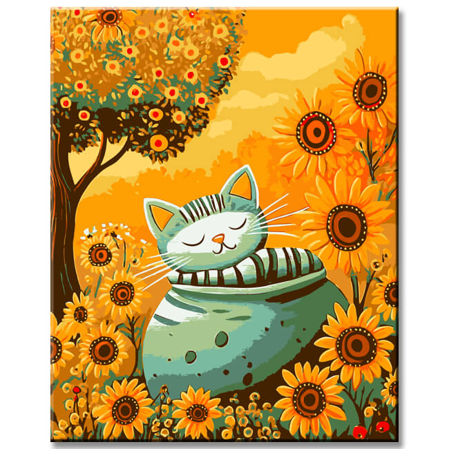 Paint by Numbers Cats in The Garden Animal Art