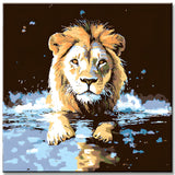 Painting by Numbers Lion Reflection Art