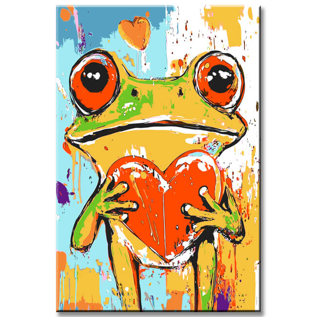 Painting by Numbers Frog with Heart Animals Modern Animal Art