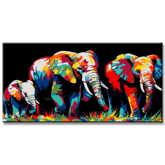 Paint by Numbers Elephants Family Modern Animal Art Painting