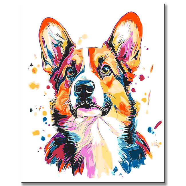 Painting by Numbers Colored Dog Modern Animal Art