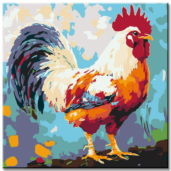 Painting by Numbers Colorful Rooster Modern Animal Art