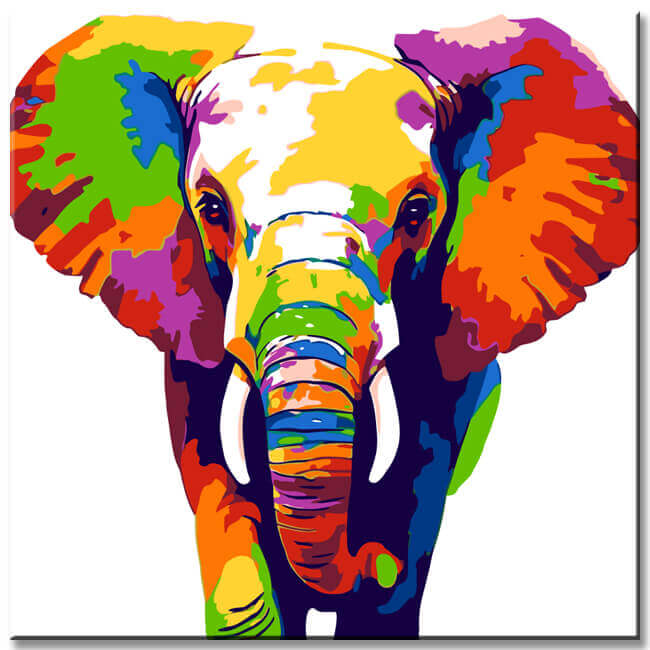 Painting by Numbers Little Elephant in Portrait Modern Animal Art