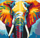 Paint by Numbers Large Elephant Portrait Modern Animal Art 2 Panel (Duo)