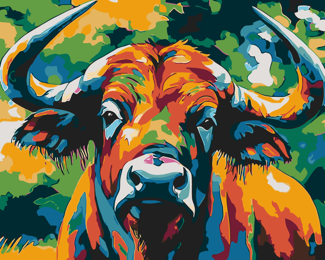 Paint by Numbers Large Bull Portrait Modern Animal Art