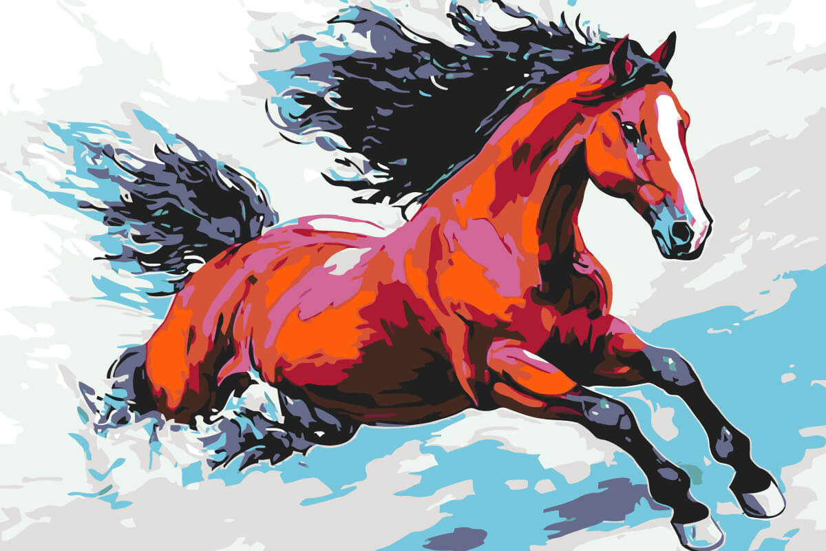 Paint by Numbers Red Horse Modern Animal Art
