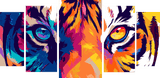 Painting by Numbers Tiger Eyes Modern Animal Art5-Panel