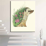 Painting by Numbers Colorful Hedgehog in Green Floral Dress