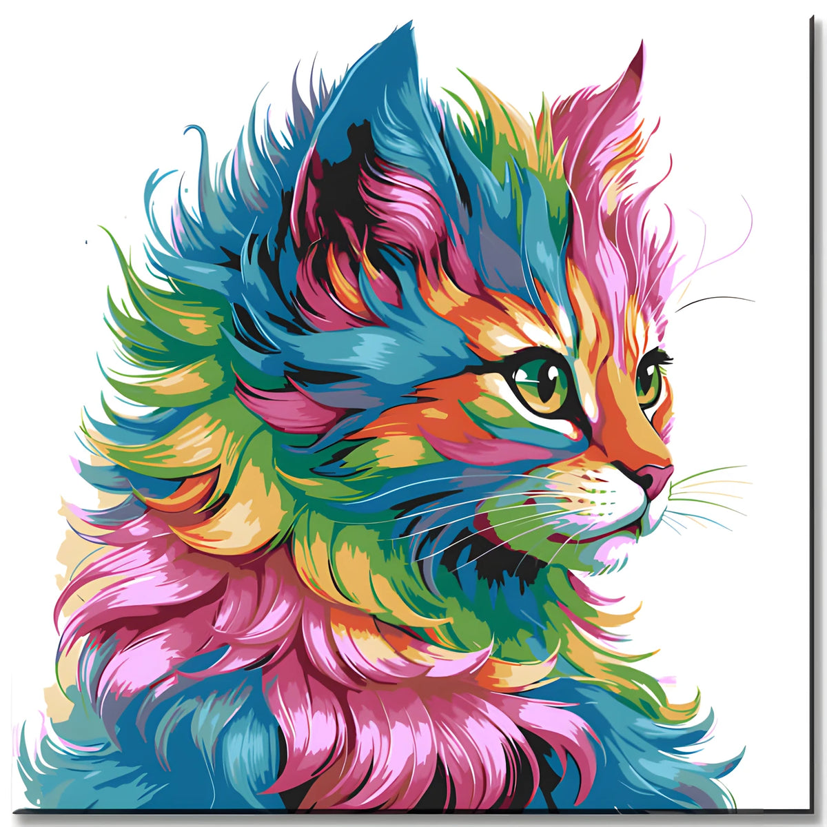 Painting by Numbers Cat in Rainbow Colors
