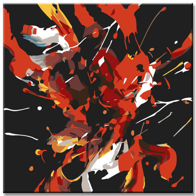 Painting by Numbers Abstract Red Color Explosion II