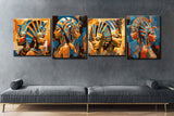 Ägyptische Königskunst – Exquisite Bilderwand in living colors 4-part