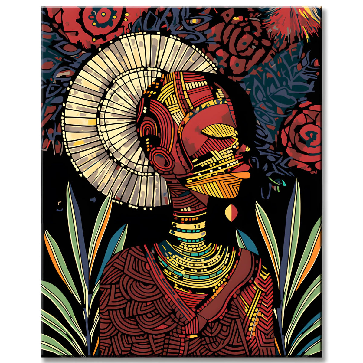 Paint by numbers women's painting with a head dress