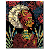 Paint by numbers women's painting with a head dress