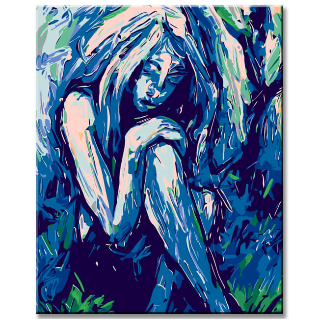 Painting by Numbers Woman on Blue CdIII