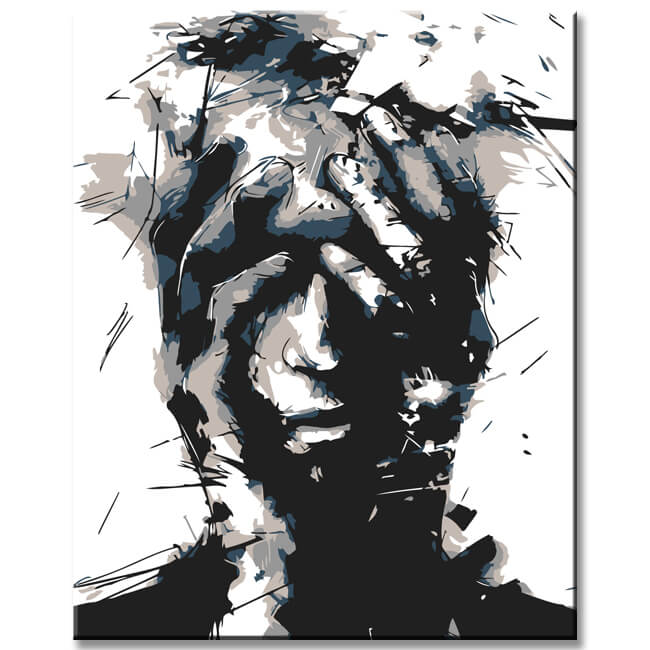 Painting by Numbers Abstract Black and White Portrait Hands