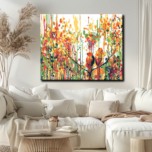 Painting by numbers bird romance