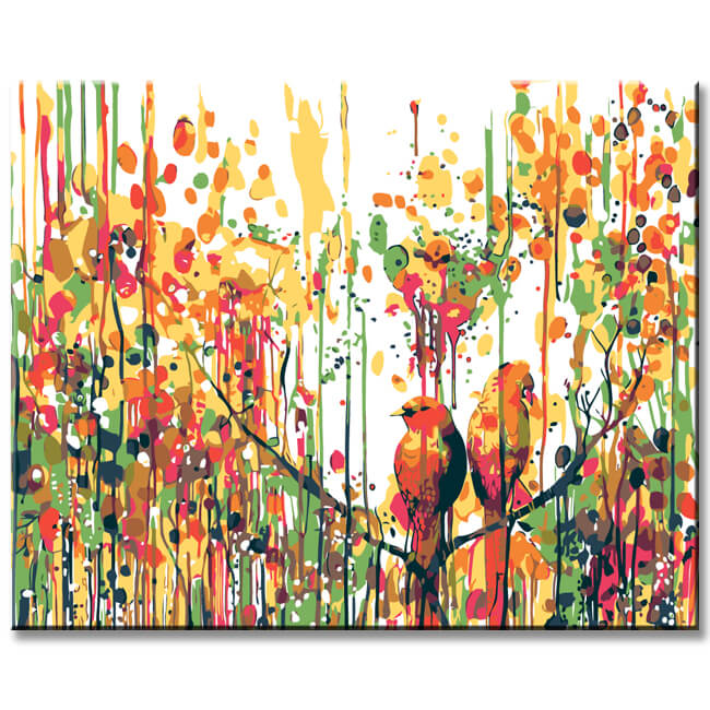 Painting by numbers bird romance