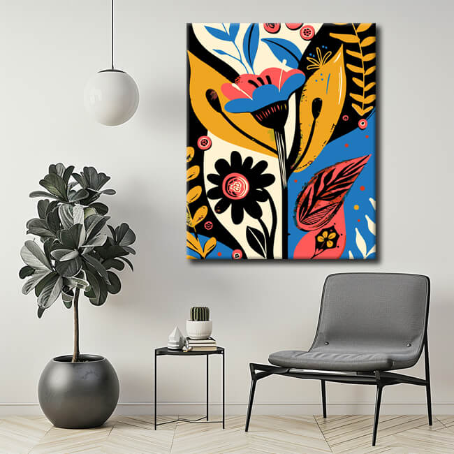 Painting by numbers Abstract cuts of flowers