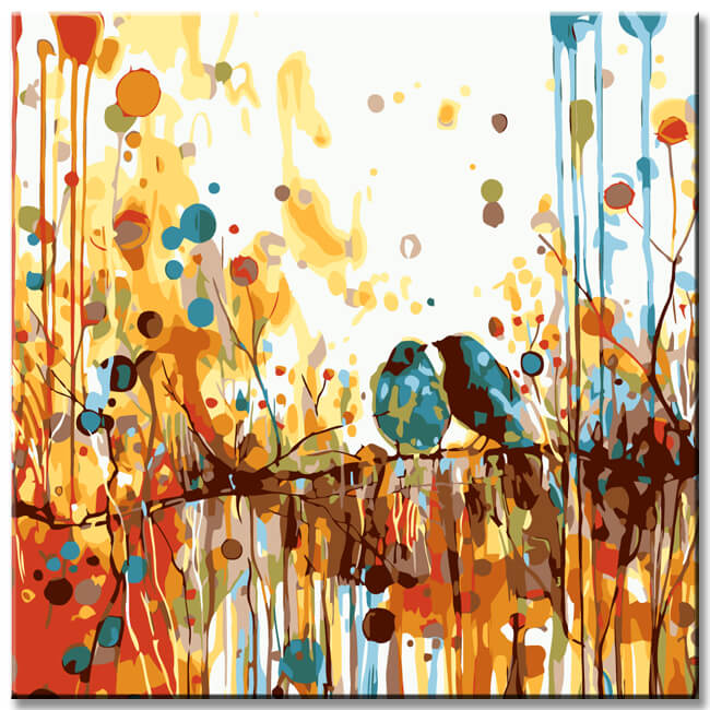 Paint by numbers nest in the flower field